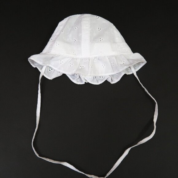 CATYA baby cotton eyelet hat w ruffle trim 3-6 months Made in Italy - Picture 1 of 6
